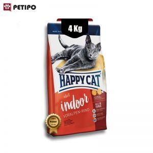 غذای خشک گربه ایندور هپی کت (Happy Cat Adult Indoor Voralpen-Rind) وزن 4 کیلوگرم