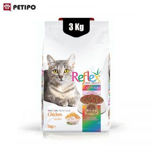 غذای خشک گربه مولتی کالر رفلکس با طعم مرغ در وزن 3 کیلوگرم