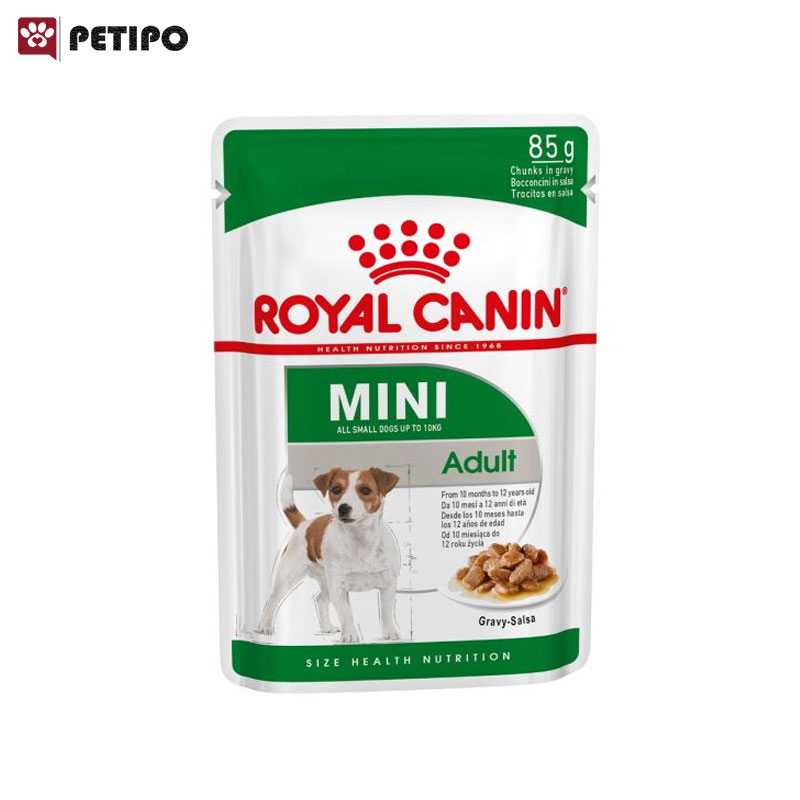 غذای پوچ سگ مینی ادالت رویال کنین (Royal Canin Dog Mini Adult Pouch) وزن 85گرم 1 سگ مینی ادالت رویال کنین