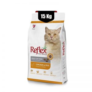 غذای خشک گربه رفلکس طعم مرغ و برنج (Reflex High Quality Chicken) وزن 15 کیلوگرم
