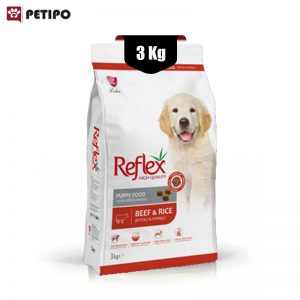 غذای خشک سگ پاپی رفلکس طعم بیف و برنج (Reflex High Quality Puppy Dog Beef) وزن 3 کیلوگرم