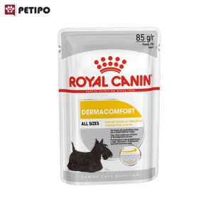 غذای پوچ سگ درماکامفورت با پوست و موی حساس رویال کنین (Royal Canin Dermacomfort Pouch) وزن 85 گرم