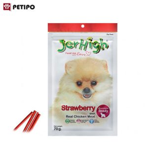 تشویقی مدادی سگ طعم مرغ و استرابری جرهای (JerHigh Chicken Strawberry) وزن 70 گرم