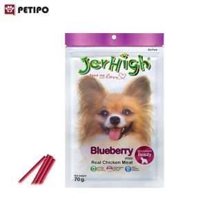 تشویقی مدادی سگ طعم مرغ و بلوبری جرهای (JerHigh Chicken Blueberry) وزن 70 گرم