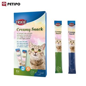 بستنی گربه تریکسی دو طعم ماهی و مرغ (Creamy Snacks) بسته 6 عددی