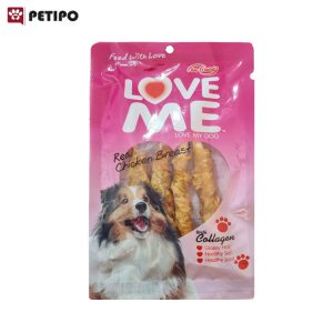 تشویقی جویدنی سگ دور پیچ مرغ لاومی (Love Me Real Chicken Breast Treats For Dogs) وزن 60 گرم