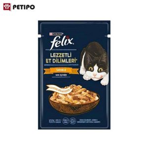 غذای پوچ گربه فلیکس با طعم مرغ (Felix Pouch Tasty Shreds Tavuklu) وزن 100گرم