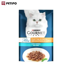 غذای پوچ گربه بالغ با طعم ماهی کبابی گورمه (Purina Gourmet Cat Pouch Ton Balıklı) وزن 85 گرم