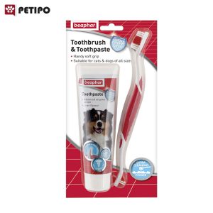 ست مسواک و خمیر دندان سگ و گربه بیفار (Beaphar Dog And Cat Toothbrush+Toothpaste)