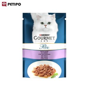 غذای پوچ گربه بالغ با طعم گوشت شکاری گورمه (Purina Gourmet Cat Pouch Mit Wild) وزن 85 گرم