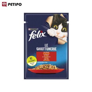 غذای پوچ گربه بالغ با طعم گوشت گاو فلیکس (Felix Pouch Adult Beef in Jelly) وزن 85 گرم