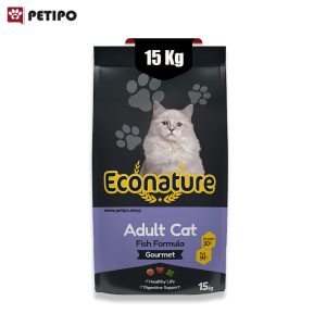 غذای خشک گربه بالغ مولتی کالر طعم ماهی اکونیچر (Econature Plus Fish Formula) وزن 15 کیلوگرم