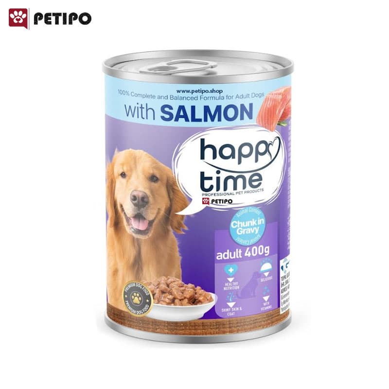 غذای کنسرو سگ بالغ با طعم ماهی سالمون هپی تایم (Happy Time Salmon Dog Can) وزن 400 گرم