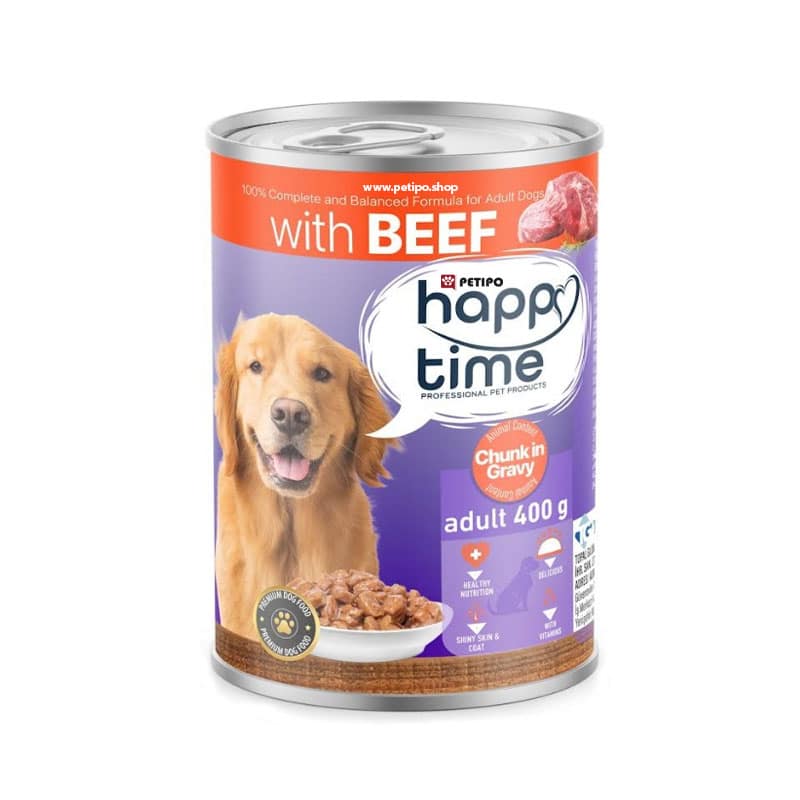 غذای کنسرو سگ بالغ با طعم گوشت بیف هپی تایم (Happy Time Beef Dog Can) وزن 400 گرم