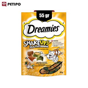 تشویقی مولتی ویتامین گربه دریمیز طعم مرغ و اردک (Dreamies Shakeups Multivitamins Chicken-Duck) وزن 55 گرم
