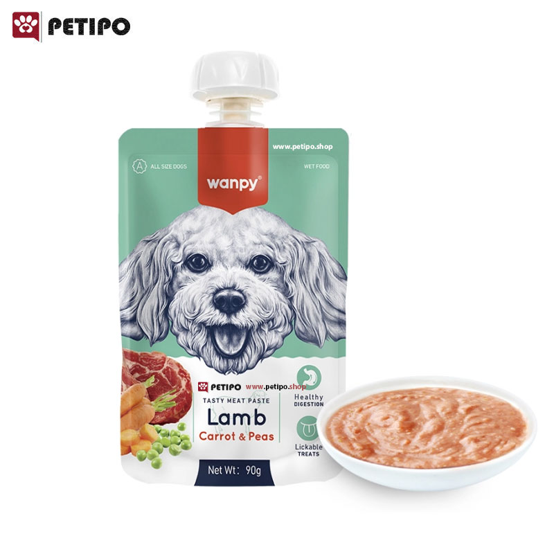 پودینگ سگ ونپی طعم گوشت بره و هویج و کدو (Wanpy Lamb Carrot & Pea meat paste) وزن 90 گرم