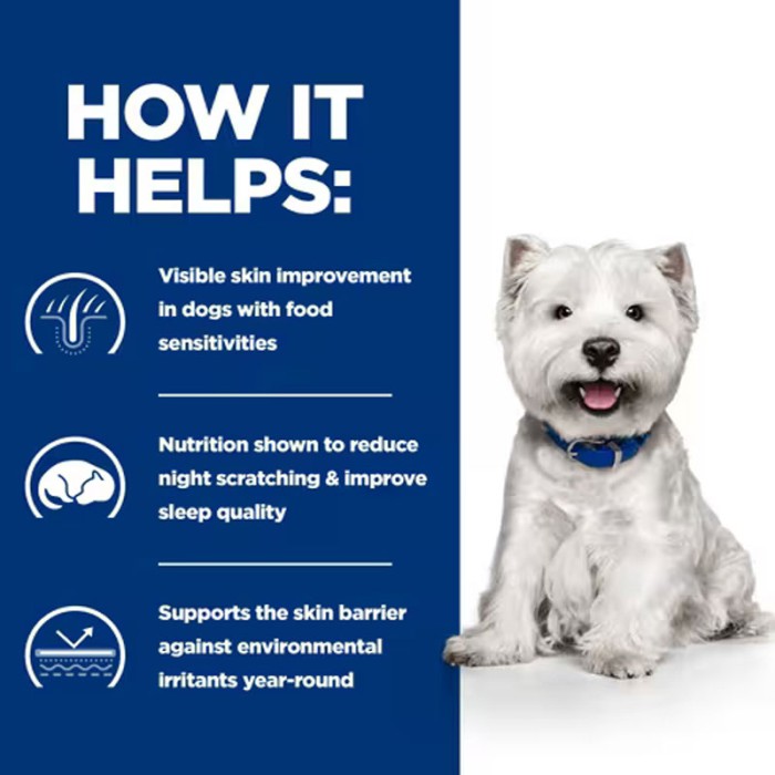 غذای خشک سگ نژاد کوچک درم کامپلیت مراقبت پوستی هیلز (Hill's Prescription Diet Dog Mini Derm Complete +Skin Care) وزن 1 کیلوگرم - Image 3