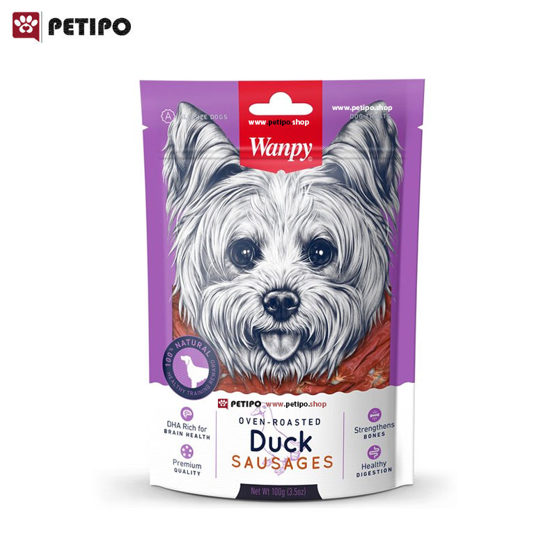 تشویقی-سوسیسی-سگ-طعم-اردک-ونپی-Wanpy-Oven-roasted-Duck-Sausages-Dog-Treats-وزن-100-گرم-1.jpg تشویقی سوسیسی سگ طعم اردک ونپی (Wanpy Oven-roasted Duck Sausages Dog Treats) وزن ۱۰۰ گرم - Image 1