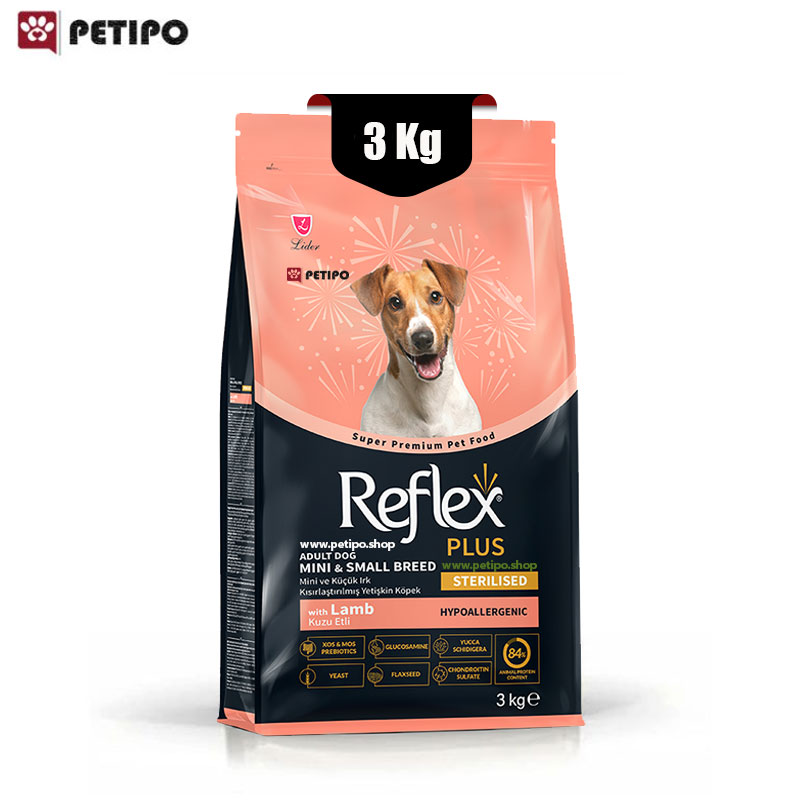 غذای خشک سگ بالغ عقیم شده نژاد کوچک رفلکس پلاس طعم بره و برنج Reflex Plus Small Breed Sterilised وزن 3 کیلوگرم