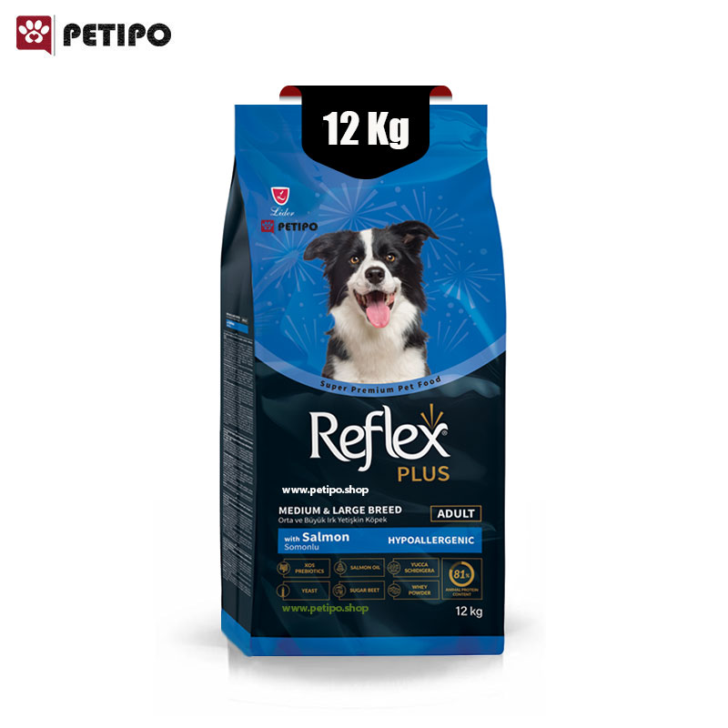 غذای خشک سگ نژاد متوسط و بزرگ رفلکس پلاس طعم سالمون Reflex Plus Med Large Breed Salmon وزن 12 کیلوگرم