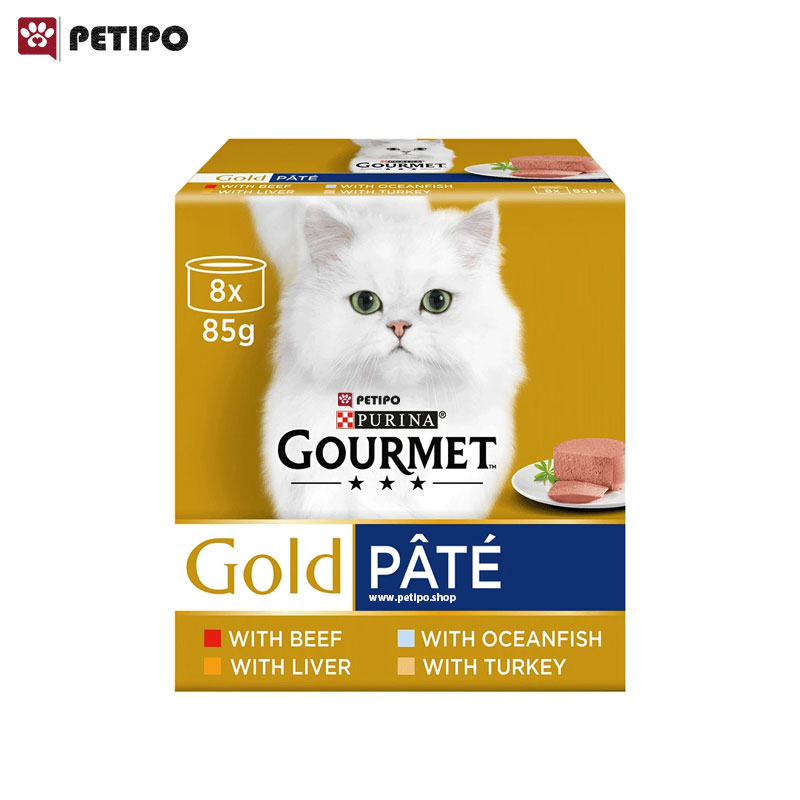 کنسرو گربه گورمت گلد مولتی پک (Gourmet Gold Multipack Ocean Fish, Liver, Turkey, Beef) بسته 8 تایی
