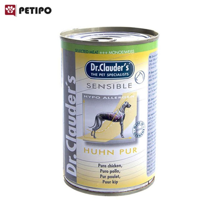 کنسرو سگ گوشت مرغ دکتر کلادرز (Dr. Clauder's Sensible Pure Chicken) وزن 400 گرم - Image 2