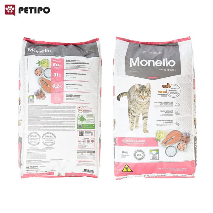 غذای خشک گربه بالغ با طعم میکس ماهی و مرغ مونلو (Monello Adult Cat Mix Salmon and Chicken) وزن 15 کیلوگرم - Image 3