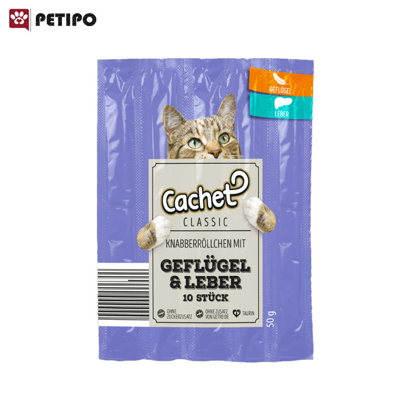 تشویقی مدادی گربه طعم مرغ و جگر Cachet Chicken and Liver بسته 5 عددی