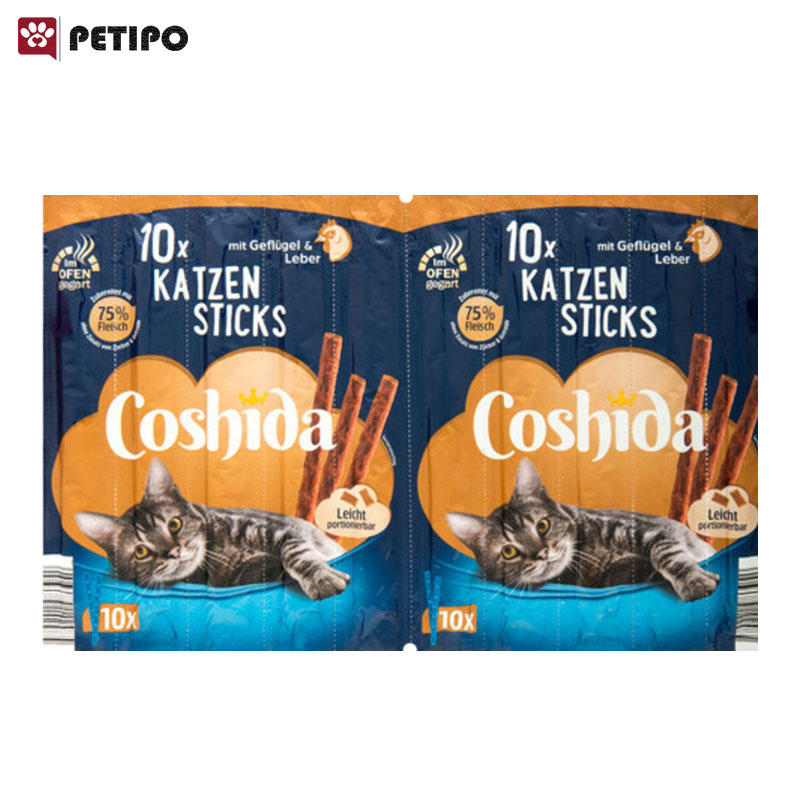 تشویقی مدادی گربه طعم گوشت مرغ و جگر کوشیدا Coshida Geflugel and Leber بسته 10 عددی 1