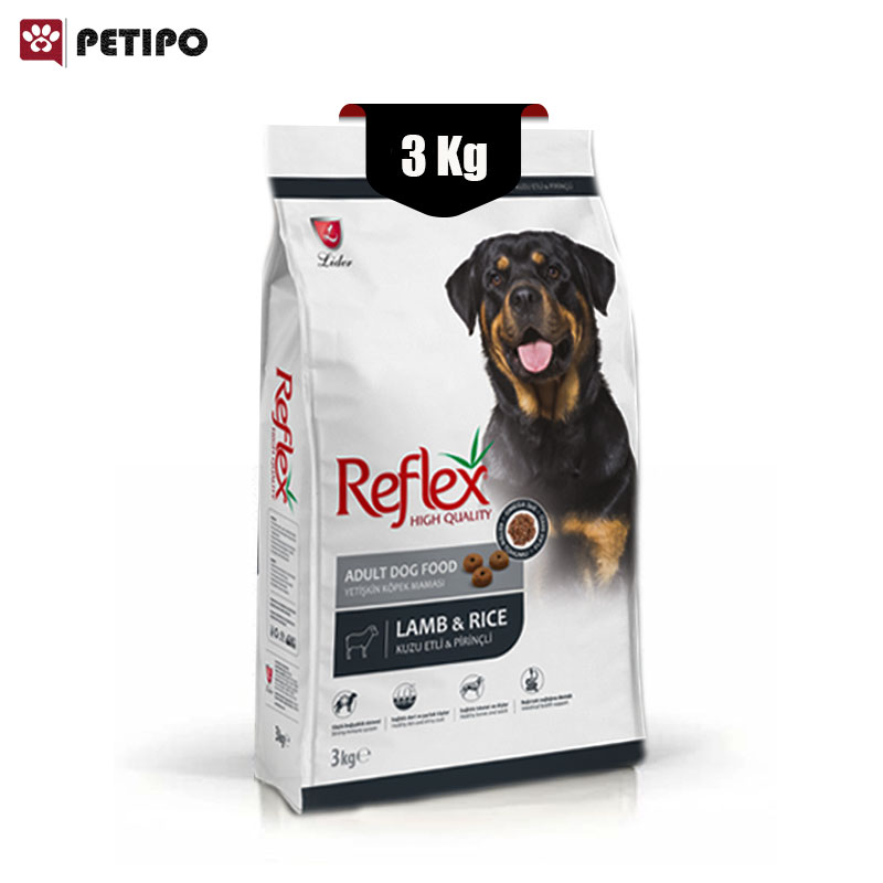 خشک سگ بالغ رفلکس طعم بره و برنج Reflex High Quality Adult Lamb Rice وزن 3 کیلوگرم