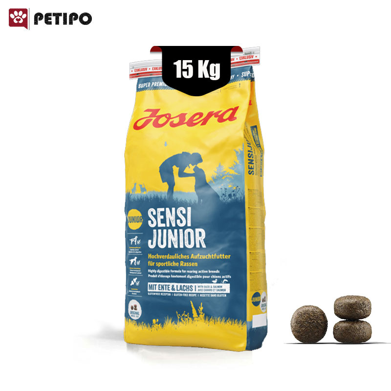 خشک-سگ-سنسی-جونیور-طعم-سالمون-و-اردک-جوسرا-Josera-Dog-Food-Sensi-Junior-وزن-15-کیلوگرم.jpg غذای خشک سگ سنسی جونیور طعم سالمون و اردک جوسرا (Josera Dog Food Sensi Junior) وزن 15 کیلوگرم - Image 1