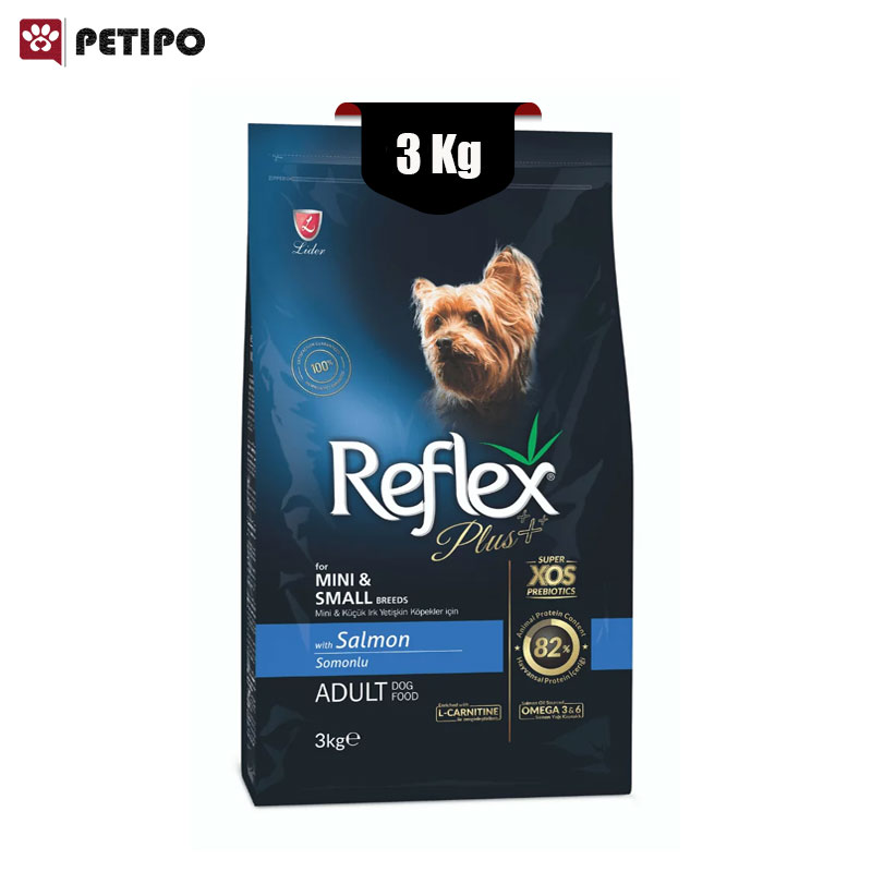 خشک سگ نژاد کوچک رفلکس پلاس طعم سالمون Reflex Plus Adult Dog Mini Small وزن 3 کیلوگرم