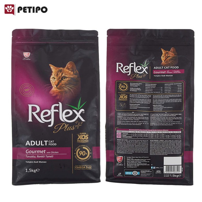 غذای خشک گربه بد اشتها رفلکس پلاس گورمت با طعم مرغ (Reflex Plus Gourmet Multicolour Chicken ) وزن 1.5 کیلوگرم - Image 2