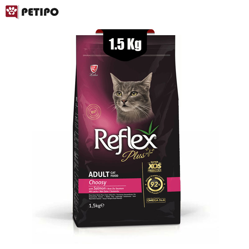 خشک گربه حساس و بد اشتها رفلکس پلاس با طعم سالمون Reflex Plus Cat Choosy Salmon وزن 1.5 کیلوگرم