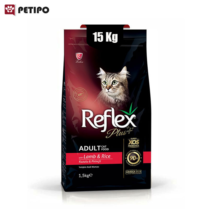 خشک گربه رفلکس پلاس با طعم گوشت بره Reflex Adult Cat With Lamb Rice وزن 15 کیلوگرم