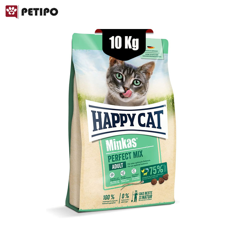 خشک گربه مینکاس پرفکت میکس هپی کت Happy Cat Minkas Perfect Mix وزن 10 کیلوگرم