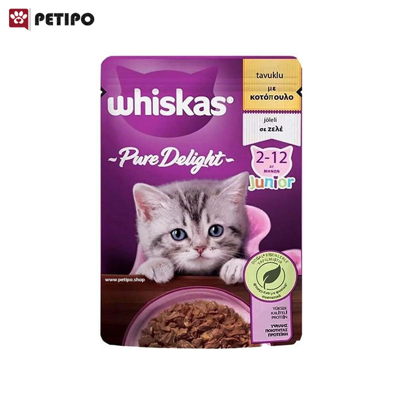 پوچ-بچه-گربه-با-طعم-مرغ-ویسکاس-Whiskas-Junior-Pure-Delight-with-Chicken-In-Jelly-وزن-85-گرم.jpg غذای پوچ بچه گربه با طعم مرغ ویسکاس (Whiskas Junior Pure Delight with Chicken In Jelly) وزن 85 گرم - تصویر 1