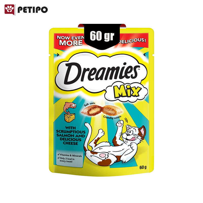 گربه دریمیز طعم میکس سالمون و پنیر وزن 60 گرم