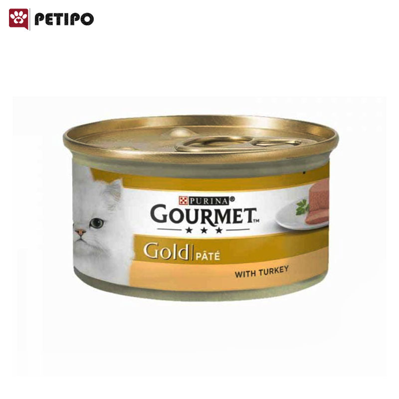 کنسرو گربه گورمه گلد پته با گوشت بوقلمون (Gourmet Gold Pate With Turkey-Hindi) وزن 85 گرم