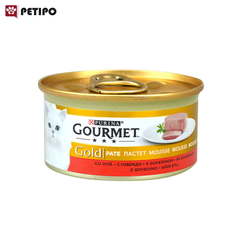 کنسرو گربه گورمه گلد پته با گوشت گاو (Gourmet Gold Pate With Beef-Etli) وزن 85 گرم